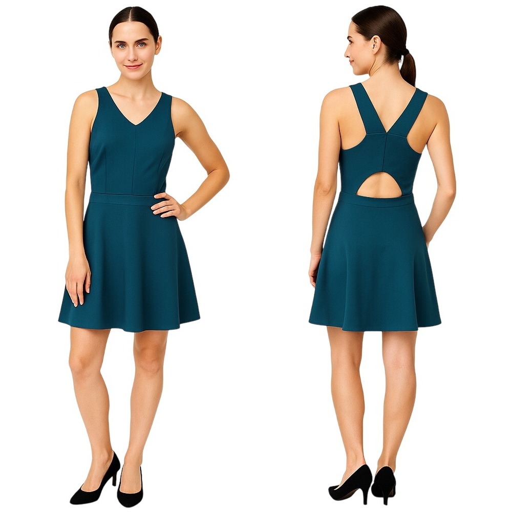 The Impeccable Pig Dress Dark Teal Sleeveless‎ Back Cutout Women Size S V-Neck